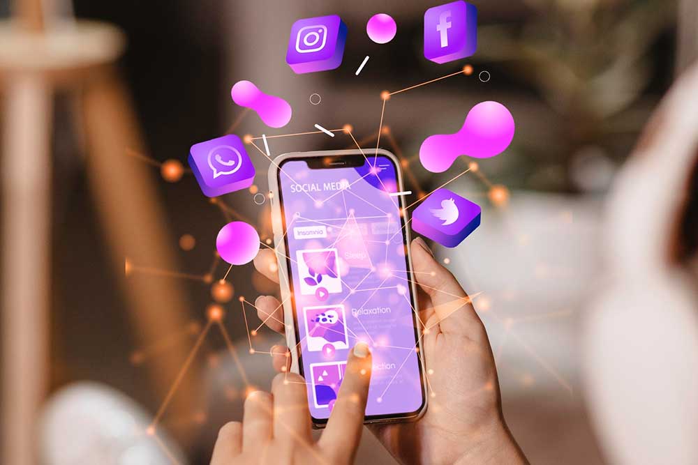 User engaging with social media marketing apps on mobile devices